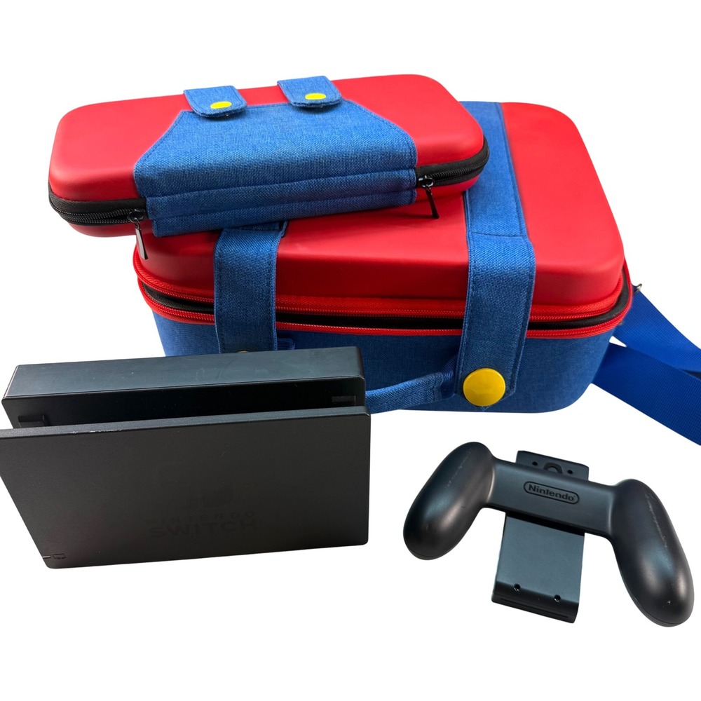 Nintendo Switch Dock Joy Con Grip Mario Style Travel Case Accessory Bundle